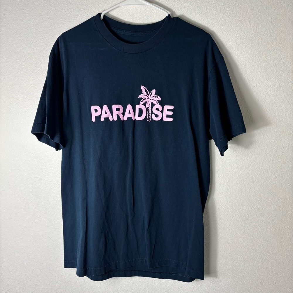 Navy Blue Short Sleeve T-Shirt with Pink Paradise Print size Large